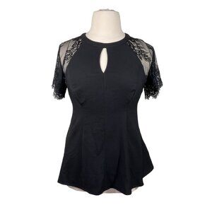 Torrid Black Crepe Lace Sleeve Fit and Flare Top size 14/16